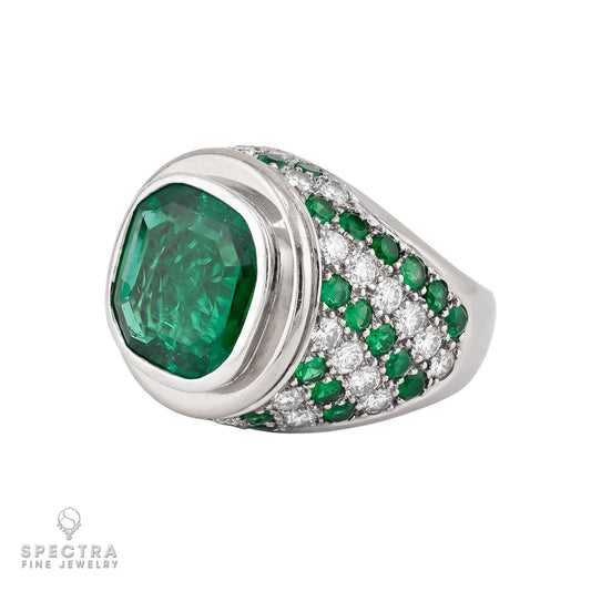 Gubelin Colombian Emerald and Diamond Ring, SSEF Certified