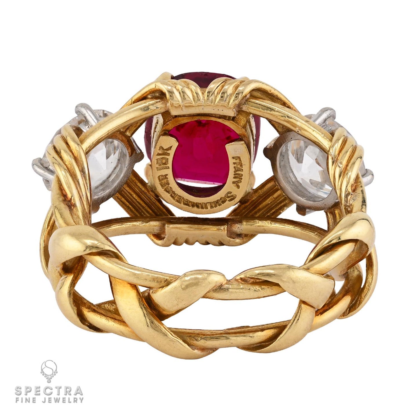 Tiffany & Co. Schlumberger 2.35ct Burma Ruby & Diamond Ring, 18k Yellow Gold