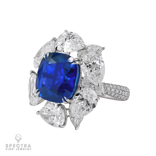 10.88ct Kashmir Sapphire & Diamond Ring, GIA Certified, 18k White Gold