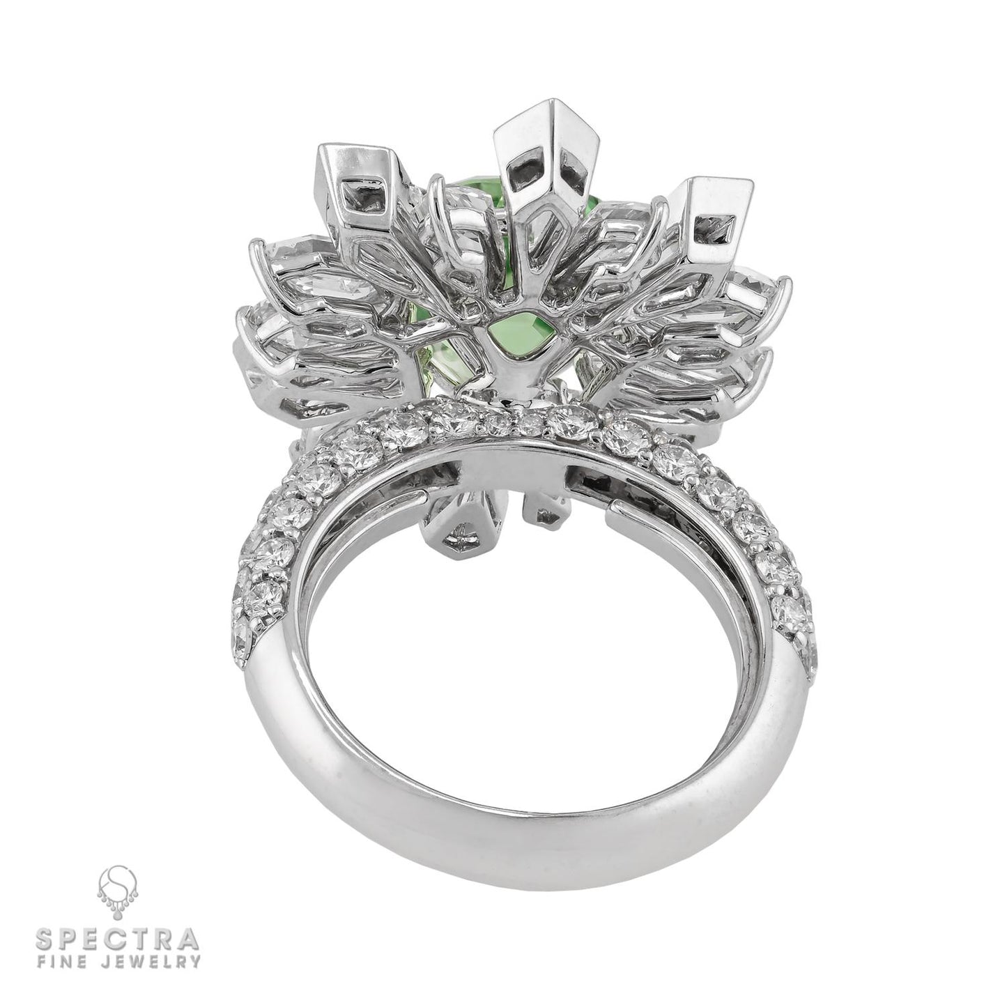 Spectra Fine Jewelry 5.31ct Pear-Shaped Green Tsavorite Garnet & Diamond Ring