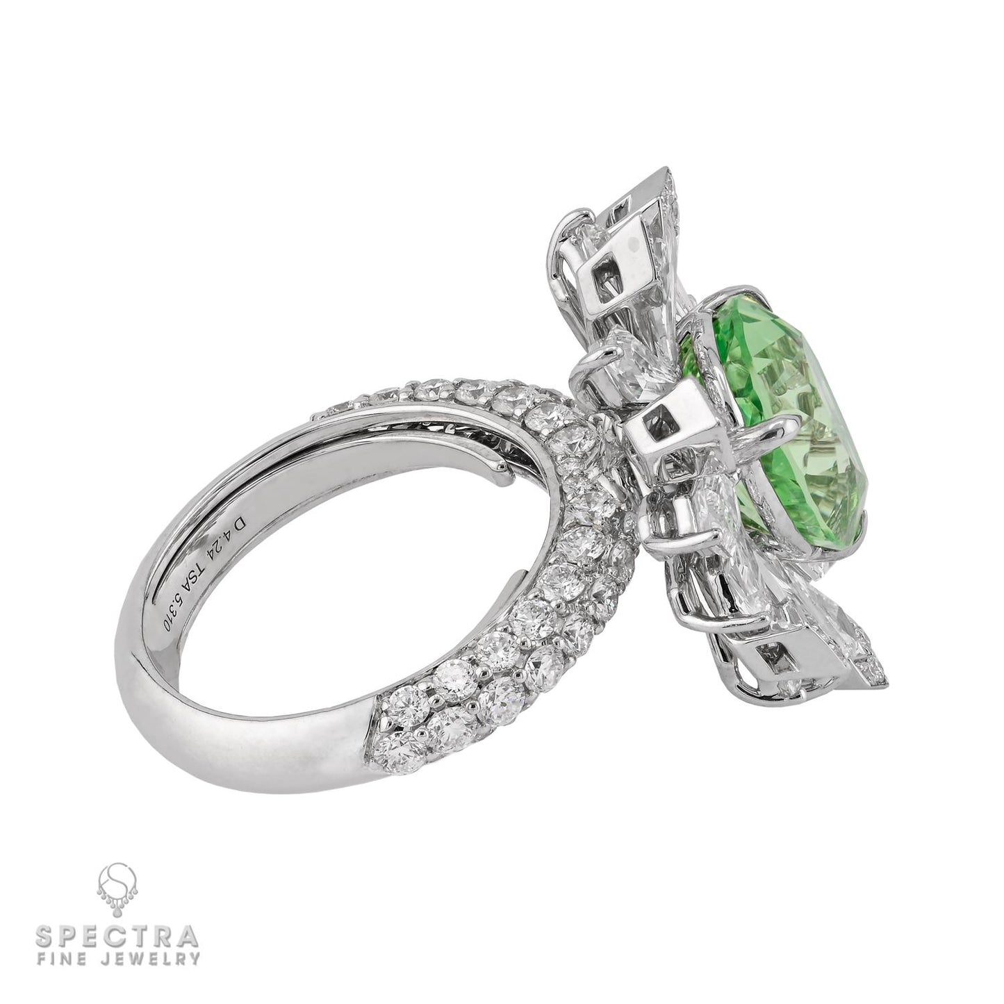 Spectra Fine Jewelry 5.31ct Pear-Shaped Green Tsavorite Garnet & Diamond Ring