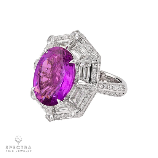 Spectra Fine Jewelry 7.33ct. Oval Madagascar Pink Sapphire & Diamond Ring