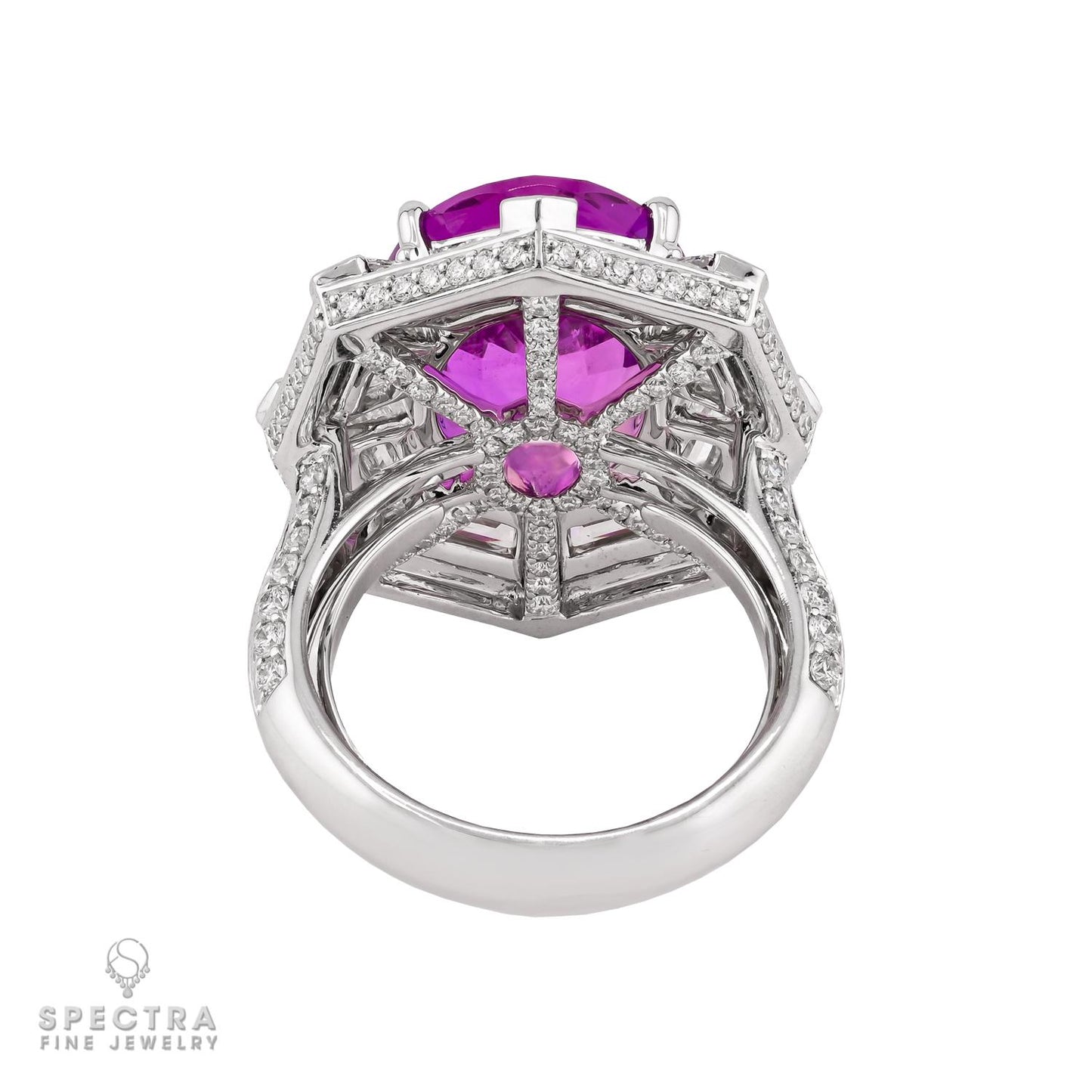 Spectra Fine Jewelry 7.33ct. Oval Madagascar Pink Sapphire & Diamond Ring