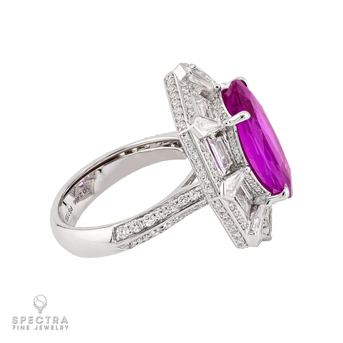 Spectra Fine Jewelry 7.33ct. Oval Madagascar Pink Sapphire & Diamond Ring