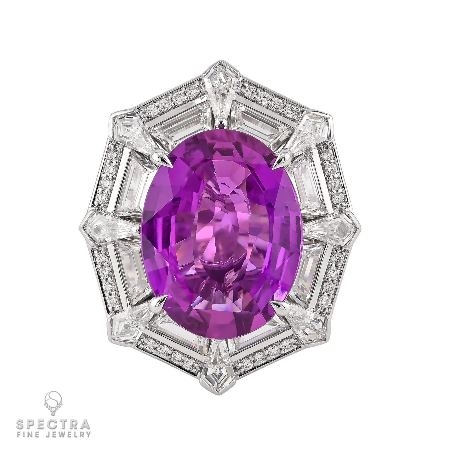 Spectra Fine Jewelry 7.33ct. Oval Madagascar Pink Sapphire & Diamond Ring
