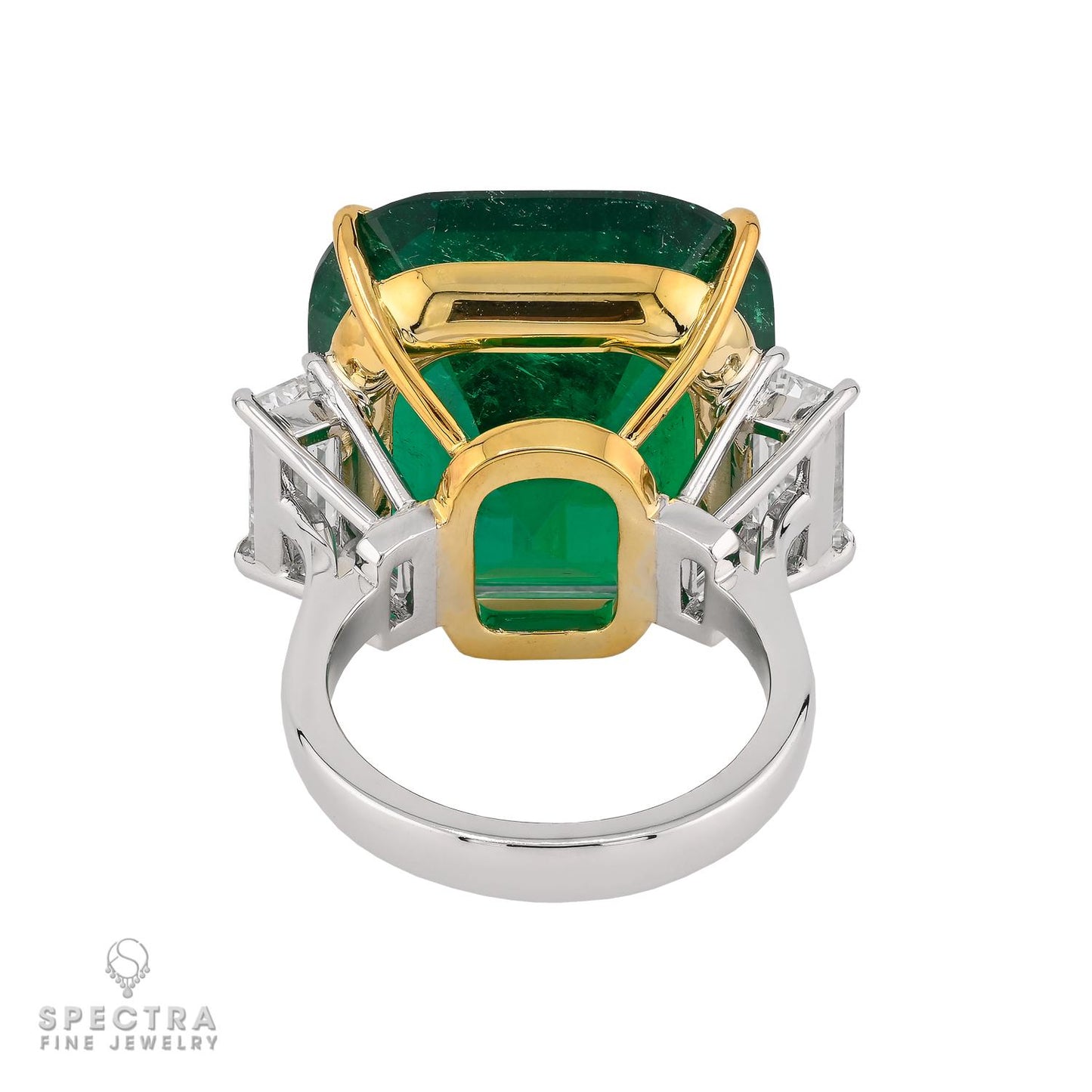 Spectra Fine Jewelry 23.88ct Colombian Emerald and Diamond Three Stone Ring