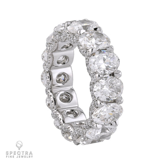 Oval Diamond Eternity Ring in Platinum, 7.70 Carats