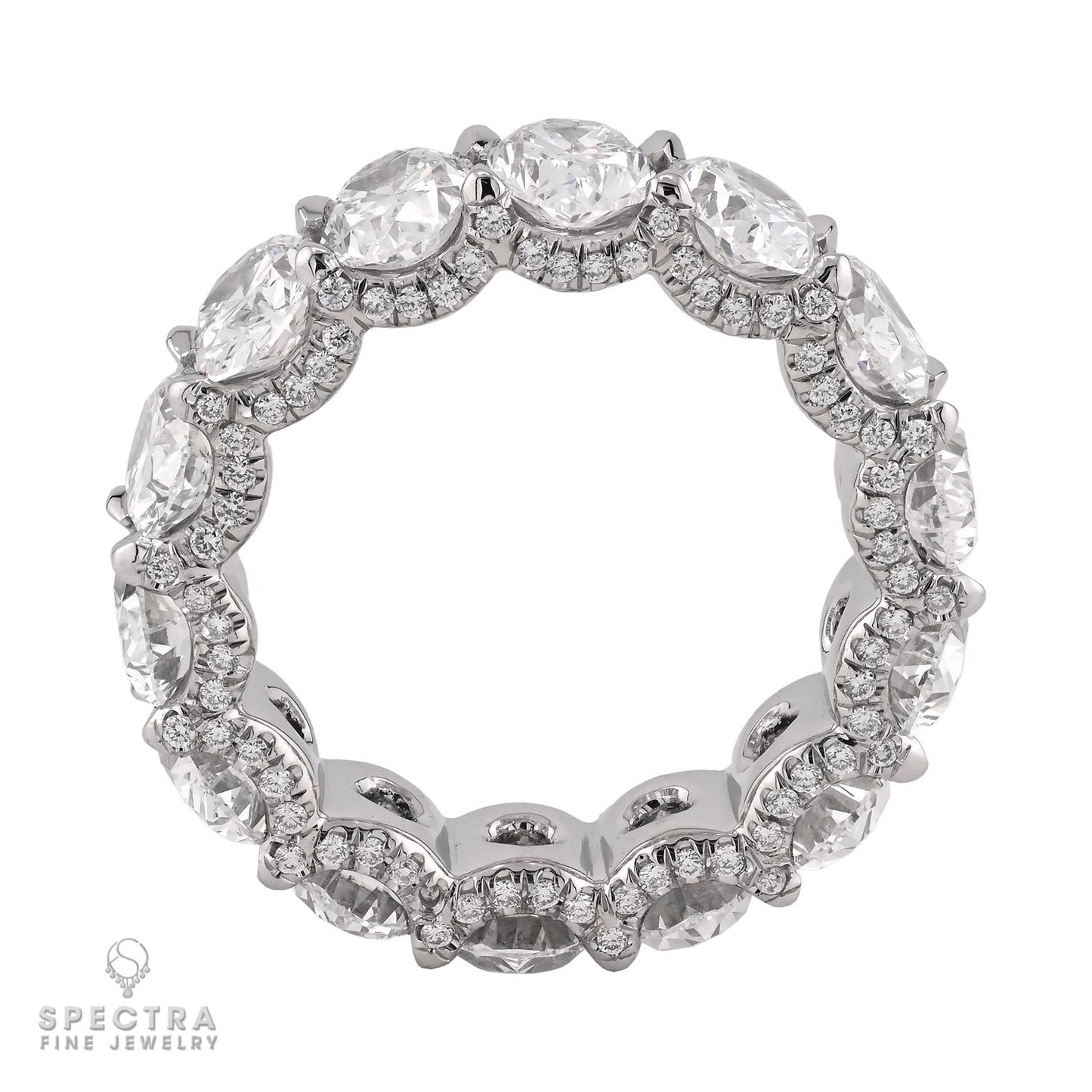 Oval Diamond Eternity Ring in Platinum, 7.70 Carats