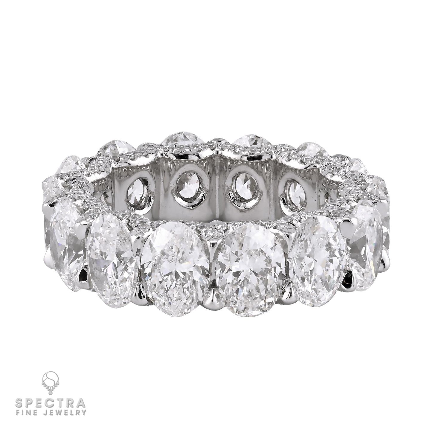 Oval Diamond Eternity Ring in Platinum, 7.70 Carats