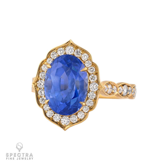 6.0ct No-Heat Ceylon Sapphire and Diamond Ring | Spectra Fine Jewelry