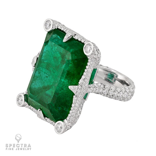 49.97 ct. Zambian Emerald & Diamond Ring by Spectra Fine Jewelry
