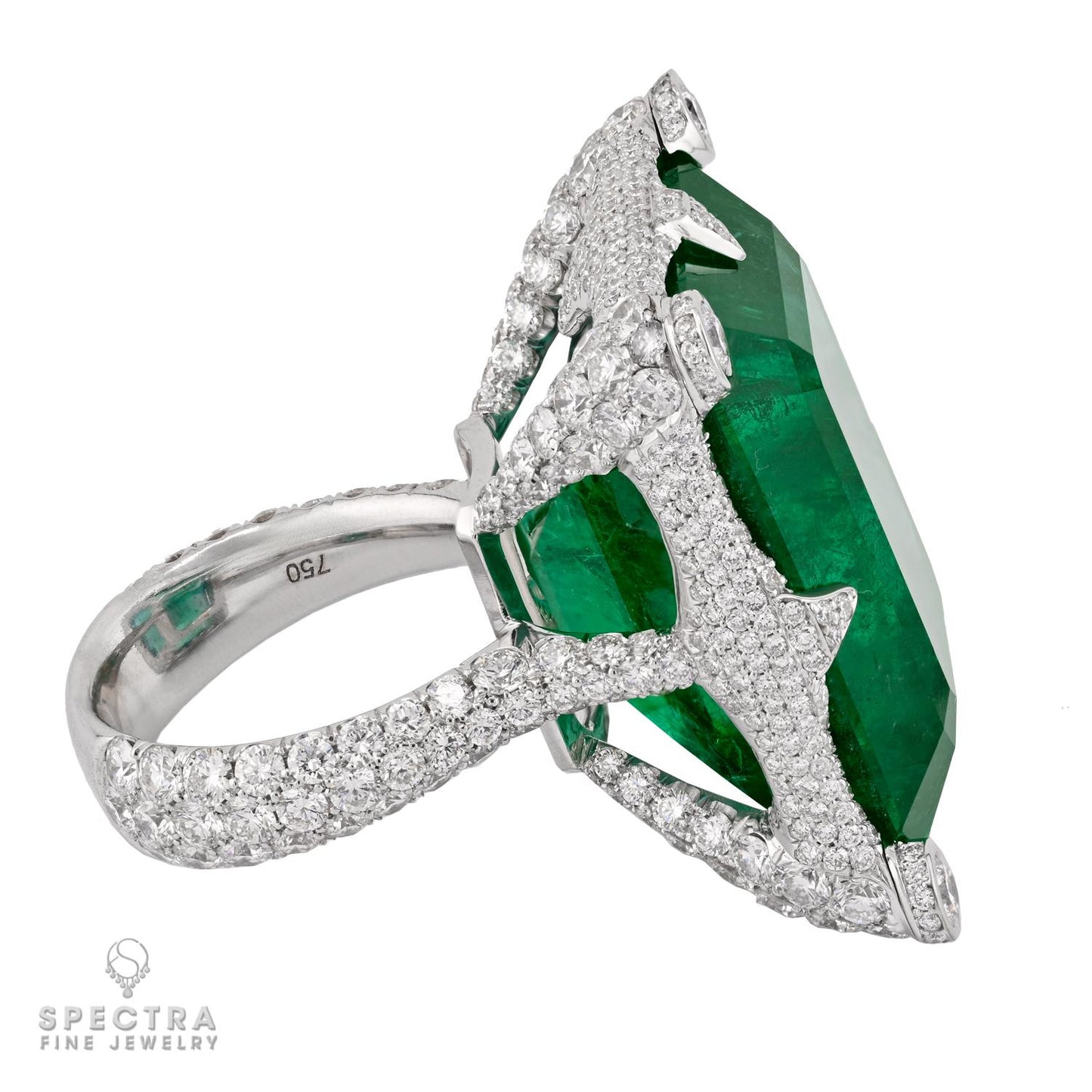 49.97 ct. Zambian Emerald & Diamond Ring by Spectra Fine Jewelry
