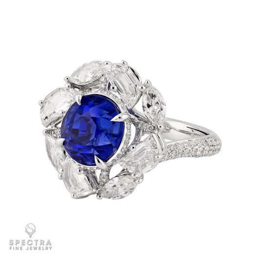 Spectra Fine Jewelry 6.60 ct Ceylon Sapphire, Diamond Halo
