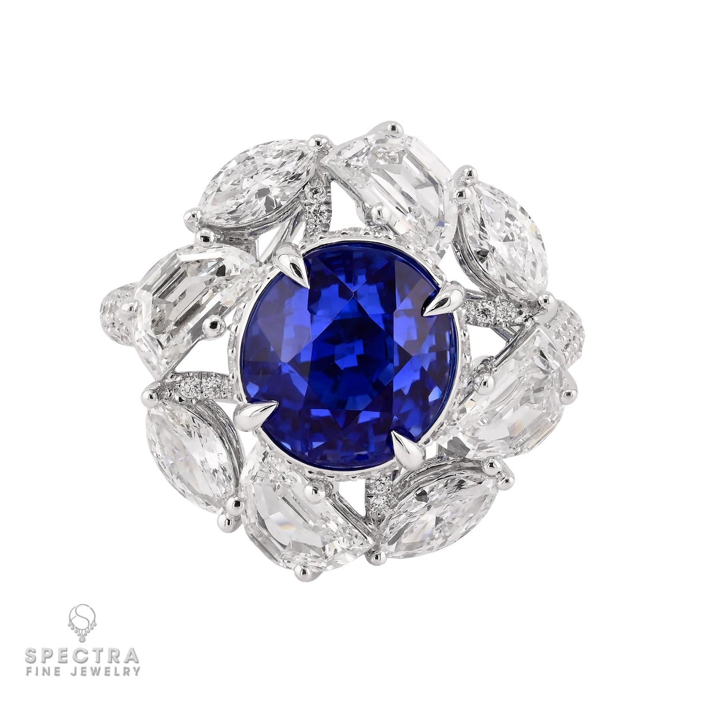 Spectra Fine Jewelry 6.60 ct Ceylon Sapphire, Diamond Halo