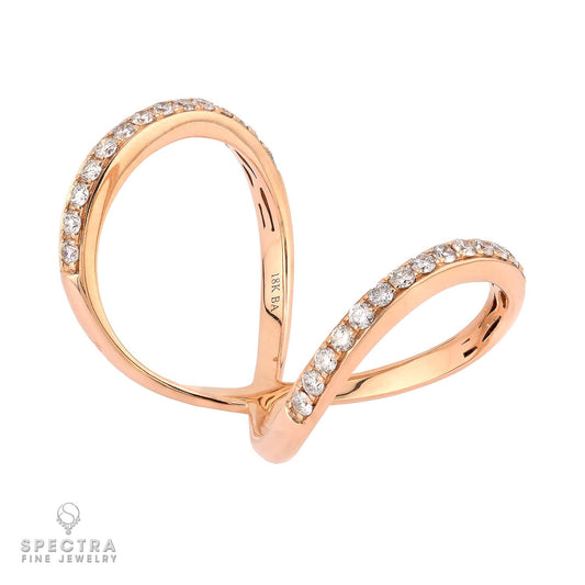 Diamond Loop Bypass Ring - 18K Rose Gold, 1.62 ct.