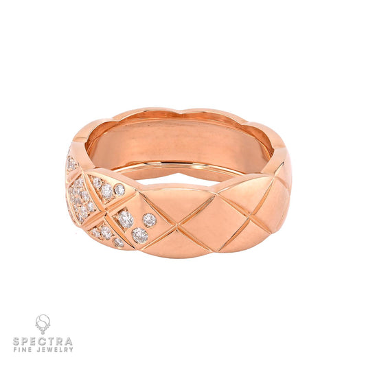 Diamond Wedding Band in 18K Rose Gold, Size 6.5