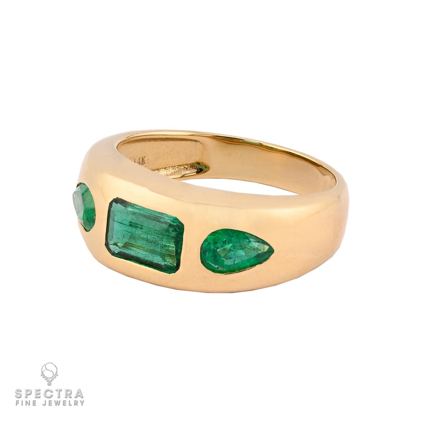 Peridot Trio Ring in 14K Yellow Gold, Size 7