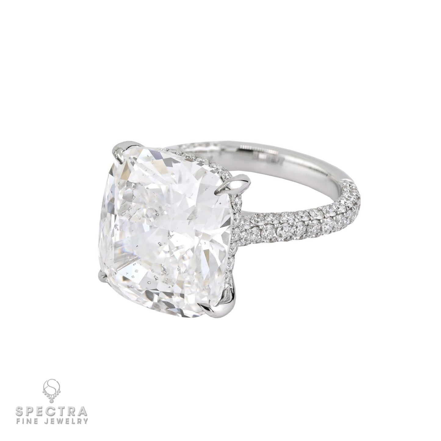 11.75 ct. Cushion Diamond Ring in 18K White Gold