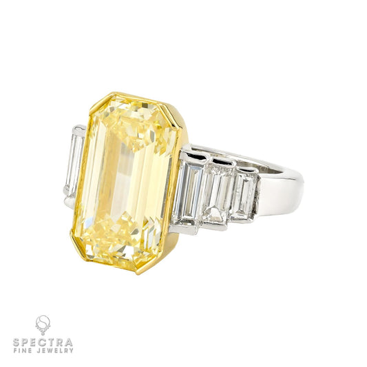 5.93 ct. Fancy Yellow Emerald-Cut Diamond Ring in Platinum