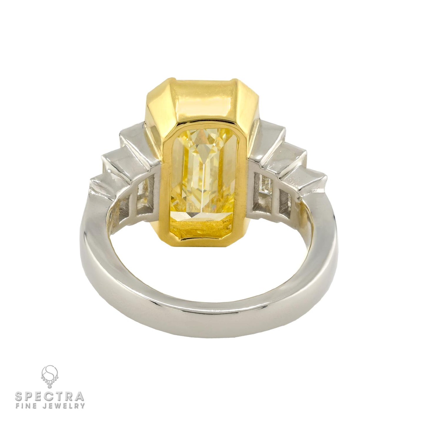 5.93 ct. Fancy Yellow Emerald-Cut Diamond Ring in Platinum