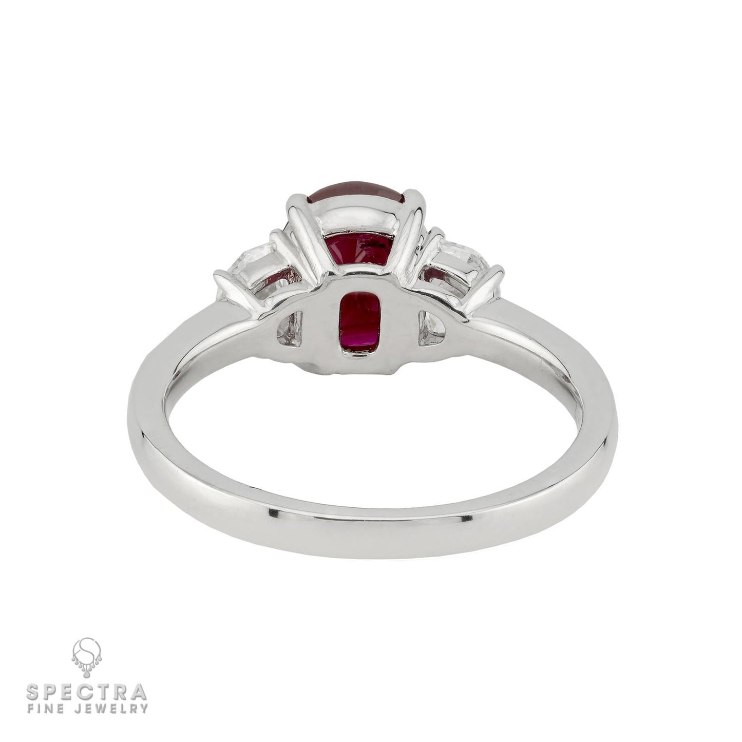 Burma No Heat 1.80ct Pigeon Blood Ruby Diamond Ring | 18k White Gold