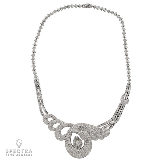 Radiant Elegance: 18K White Gold Diamond Set with Necklace, Earrings, and Ring