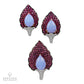 Chalcedony Pink Sapphire Jewelry Set: Brooch and Ear Clips in 18k Oxidized Gold