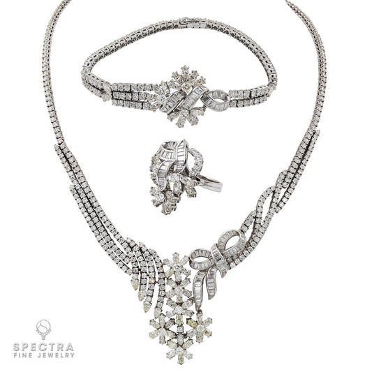 Elegance in White Gold: A Diamond Jewelry Suite