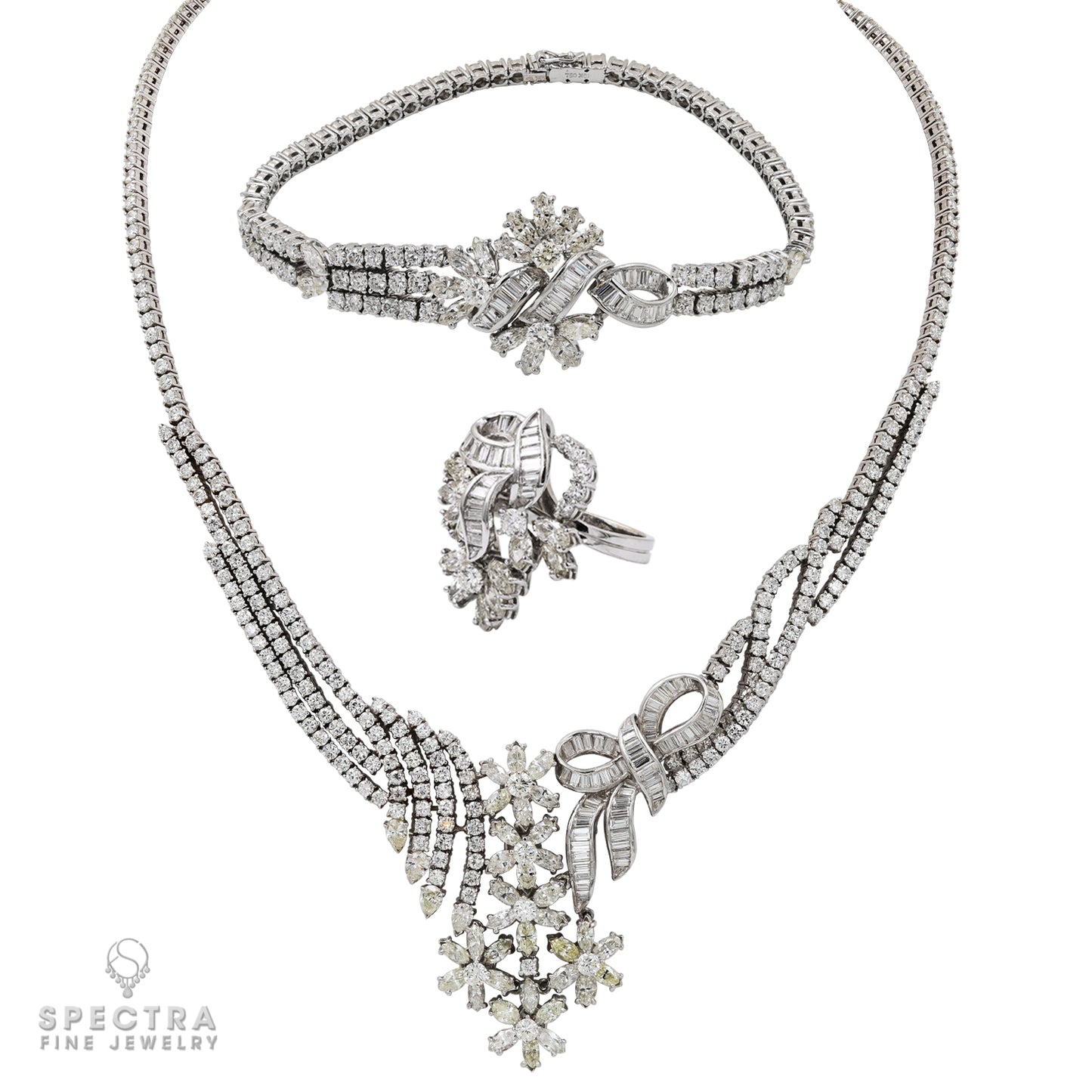 Elegance in White Gold: A Diamond Jewelry Suite