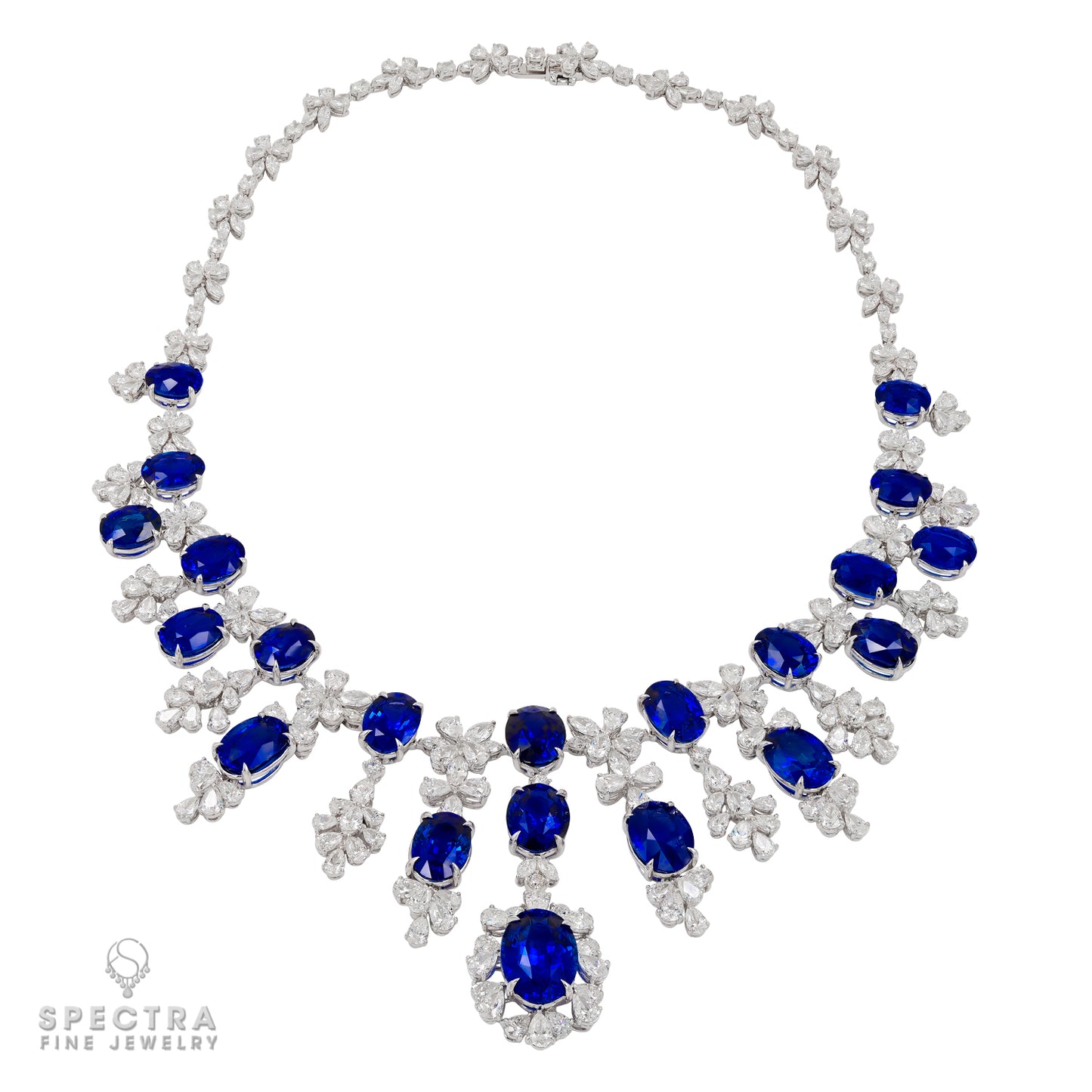 Spectra Fine Jewelry 112.50 cts. Sapphire Diamond Necklace & Earrings