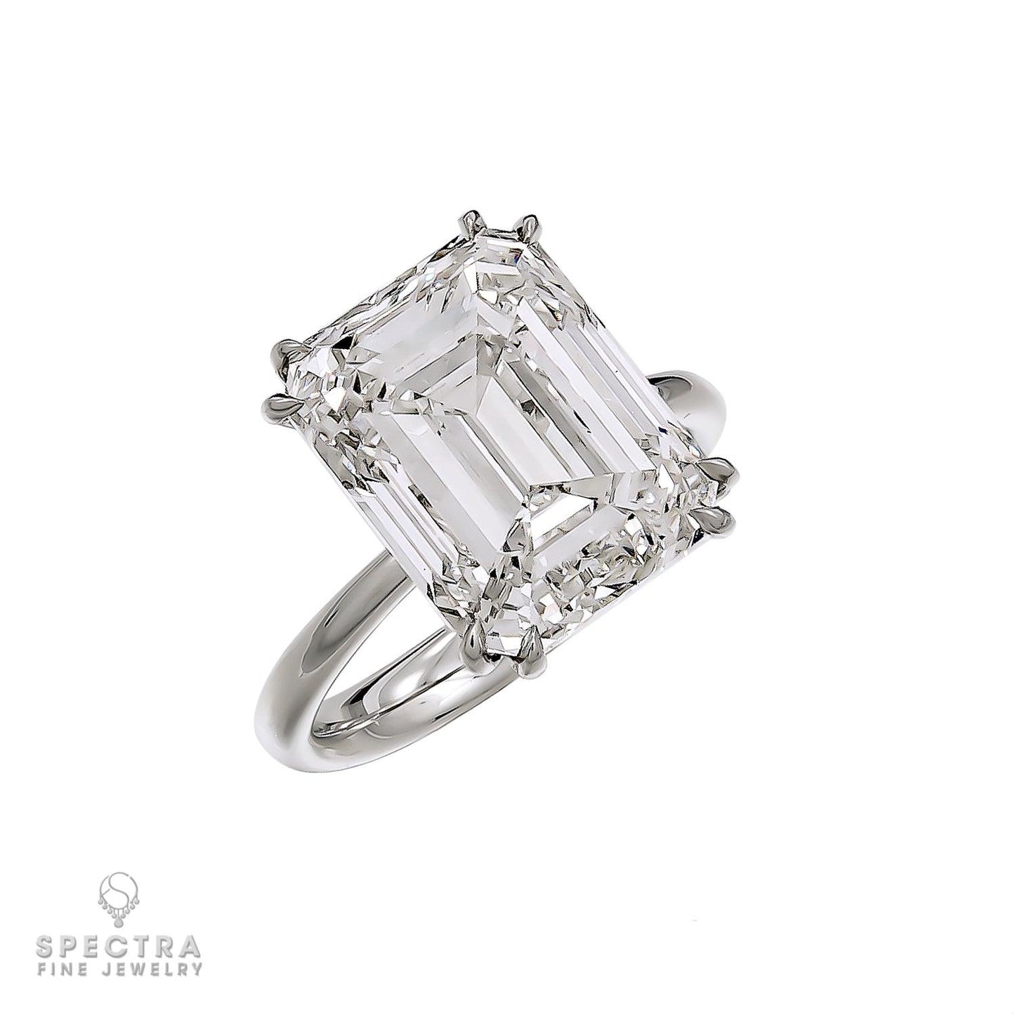 Spectra Fine Jewelry 10.32ct Emerald Cut Diamond Platinum Engagement Ring
