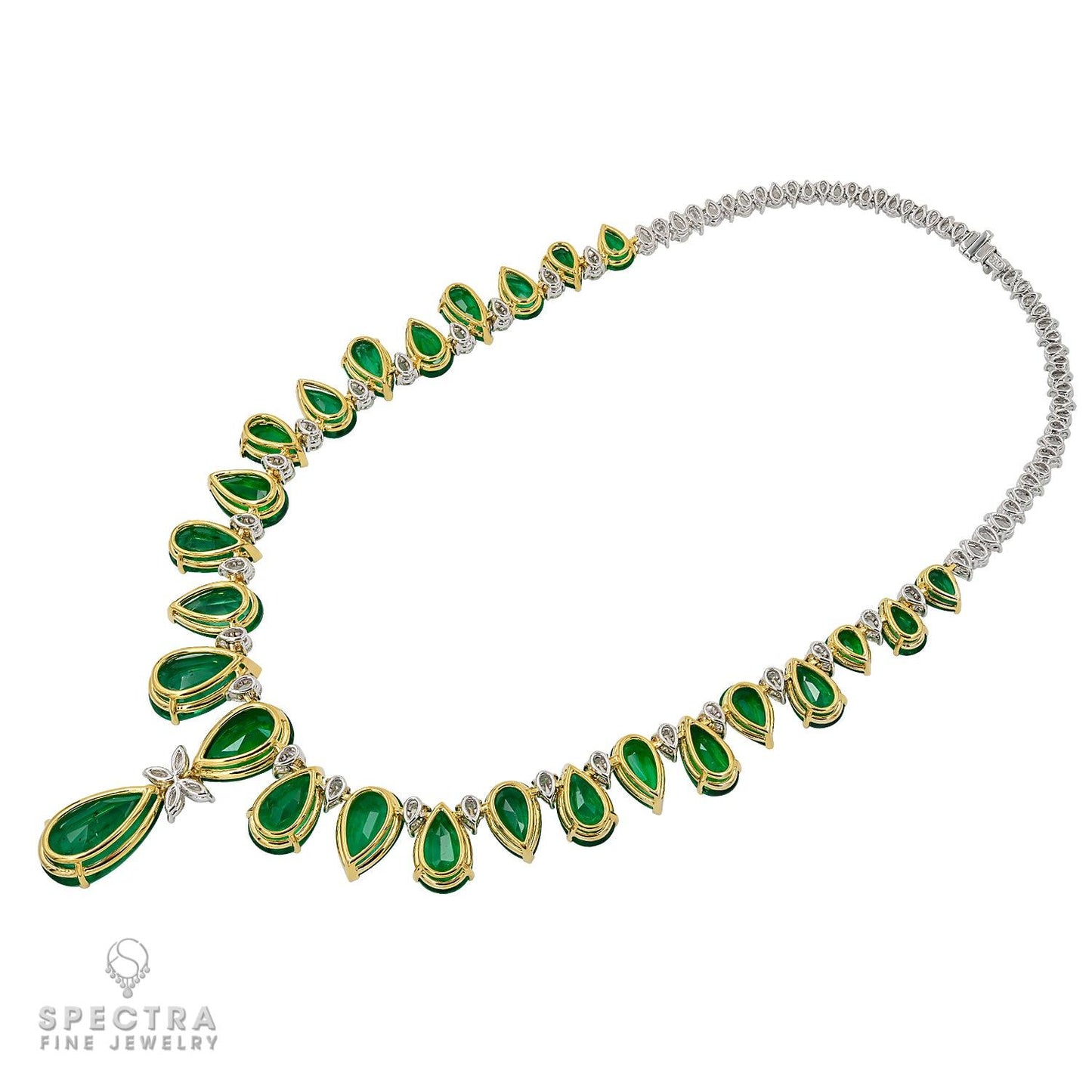 Spectra Fine Jewelry 104.80ct Zambian Emerald and Diamond Necklace