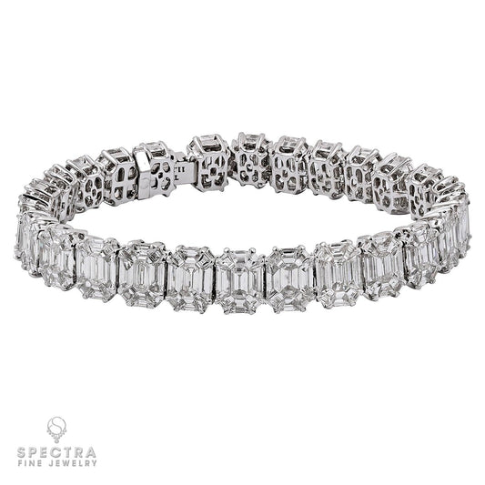 11.37 ct Illusion-Cut Diamond Tennis Bracelet in 18K White Gold – Spectra Fine Jewelry