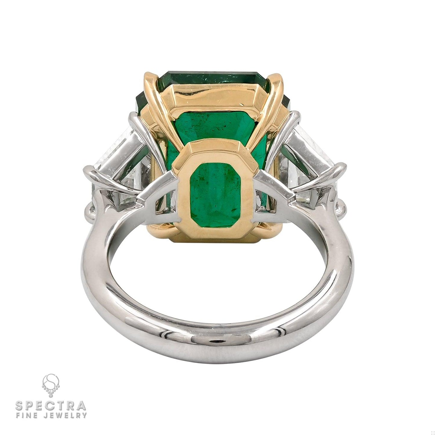 11.68 ct. Emerald Diamond Three-Stone Engagement Ring - Spectra Fine Jewelry