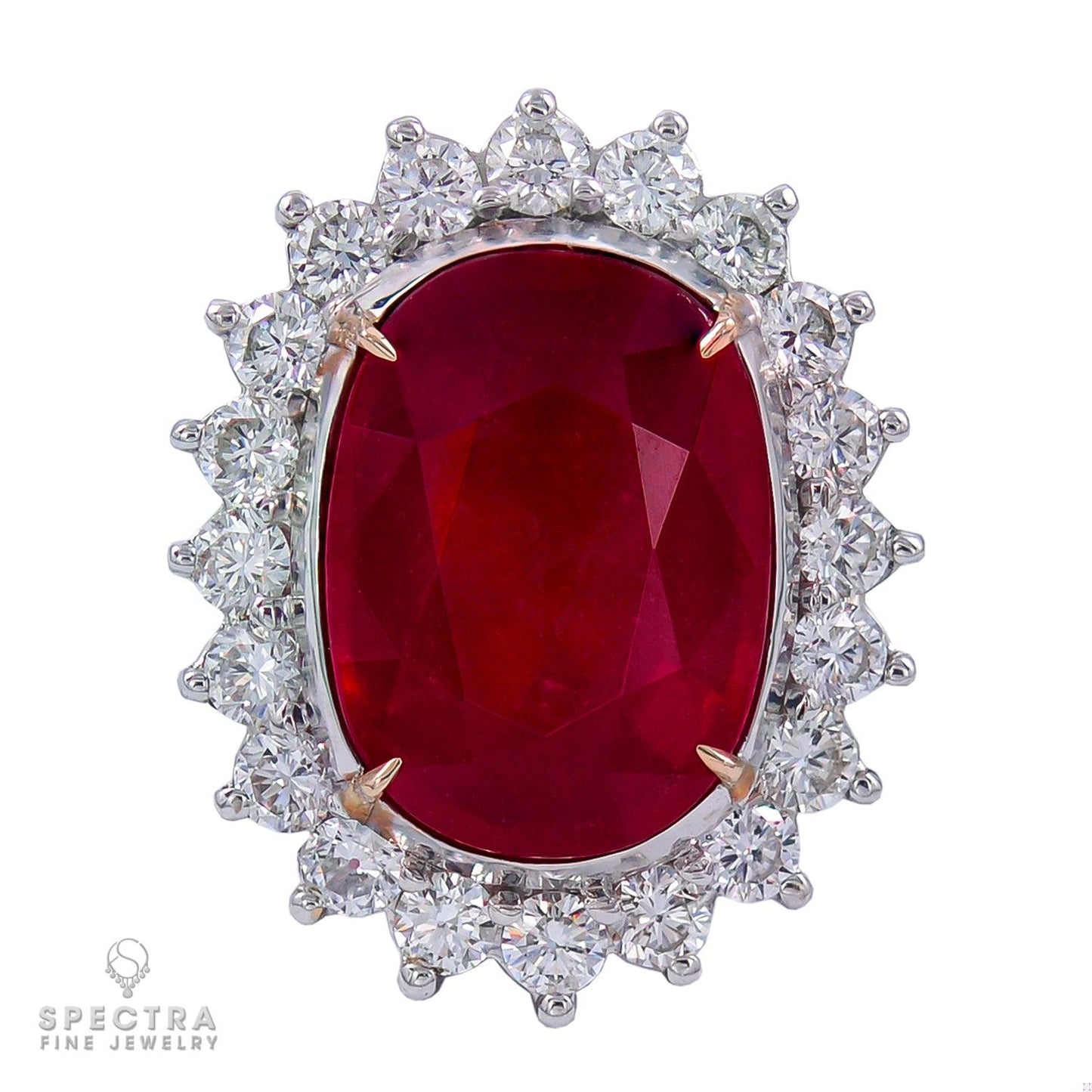 Spectra Fine Jewelry 12.63 ct. Oval Ruby Diamond Cocktail Engagement Ring