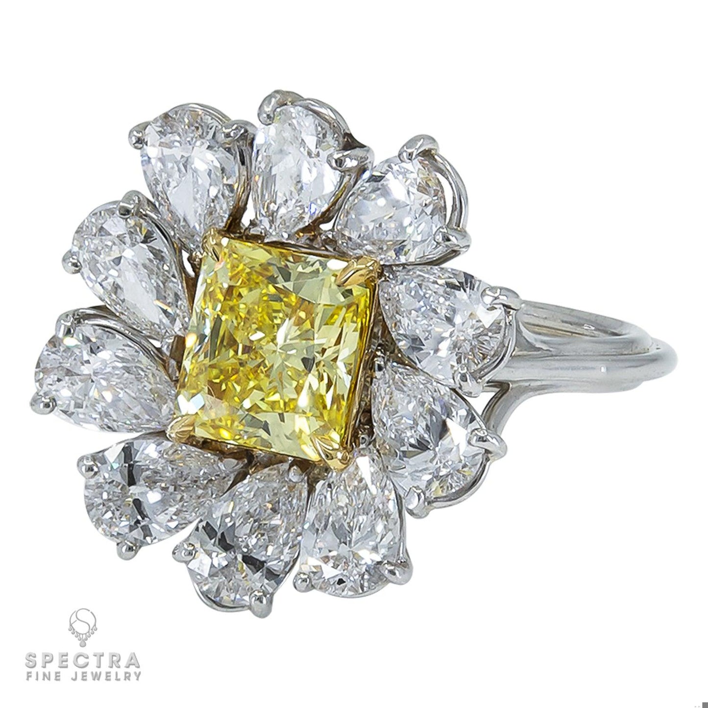 Spectra Fine Jewelry 1.47ct Yellow Diamond Halo Pinwheel Engagement Ring