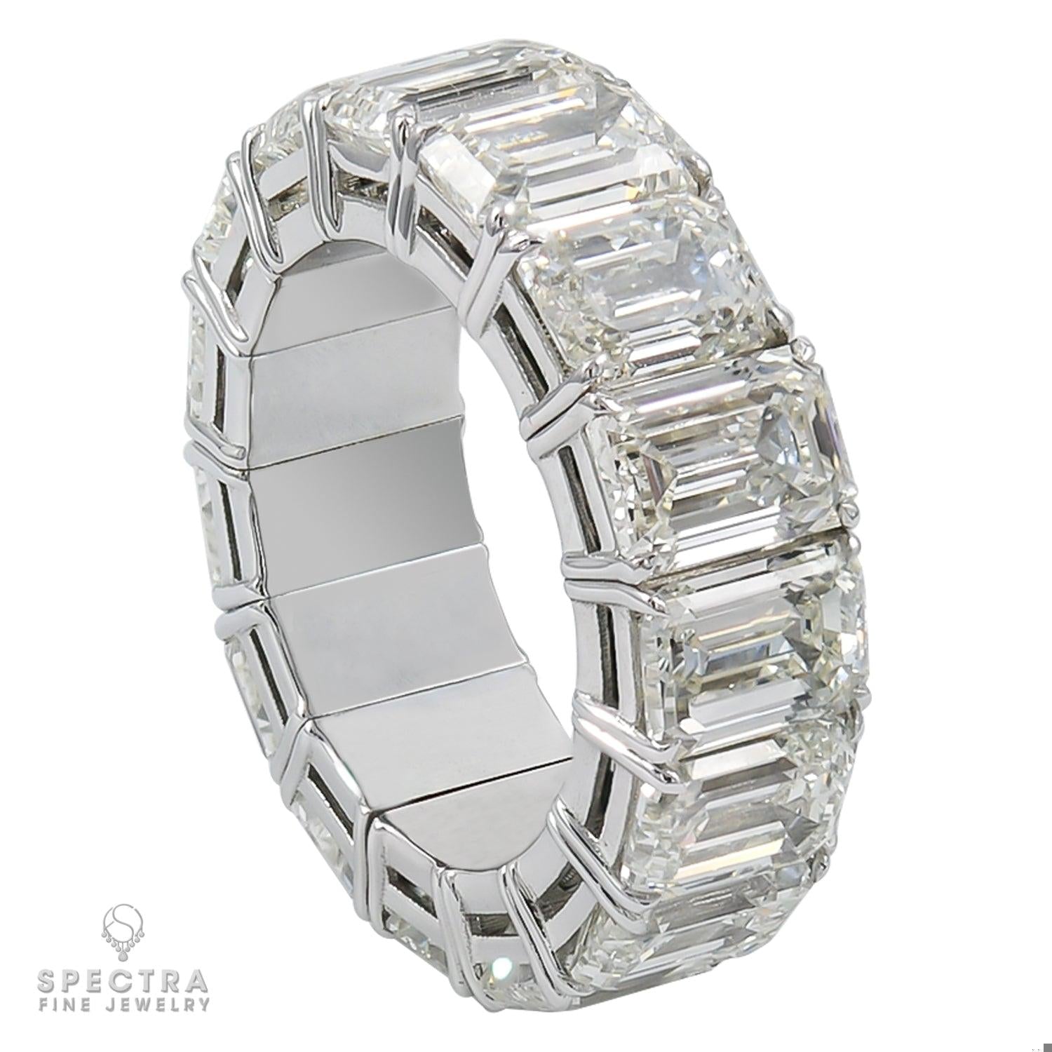 Spectra Fine Jewelry 15.43 ct. Emerald Cut Diamond Flexible Eternity Wedding Ban