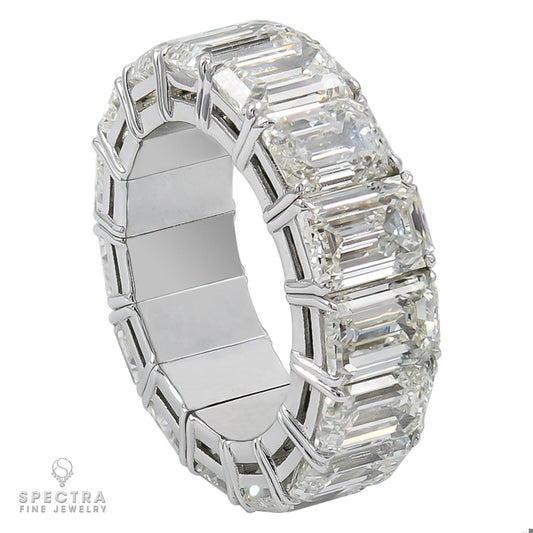 Spectra Fine Jewelry 15.43 ct. Emerald Cut Diamond Flexible Eternity Wedding Ban