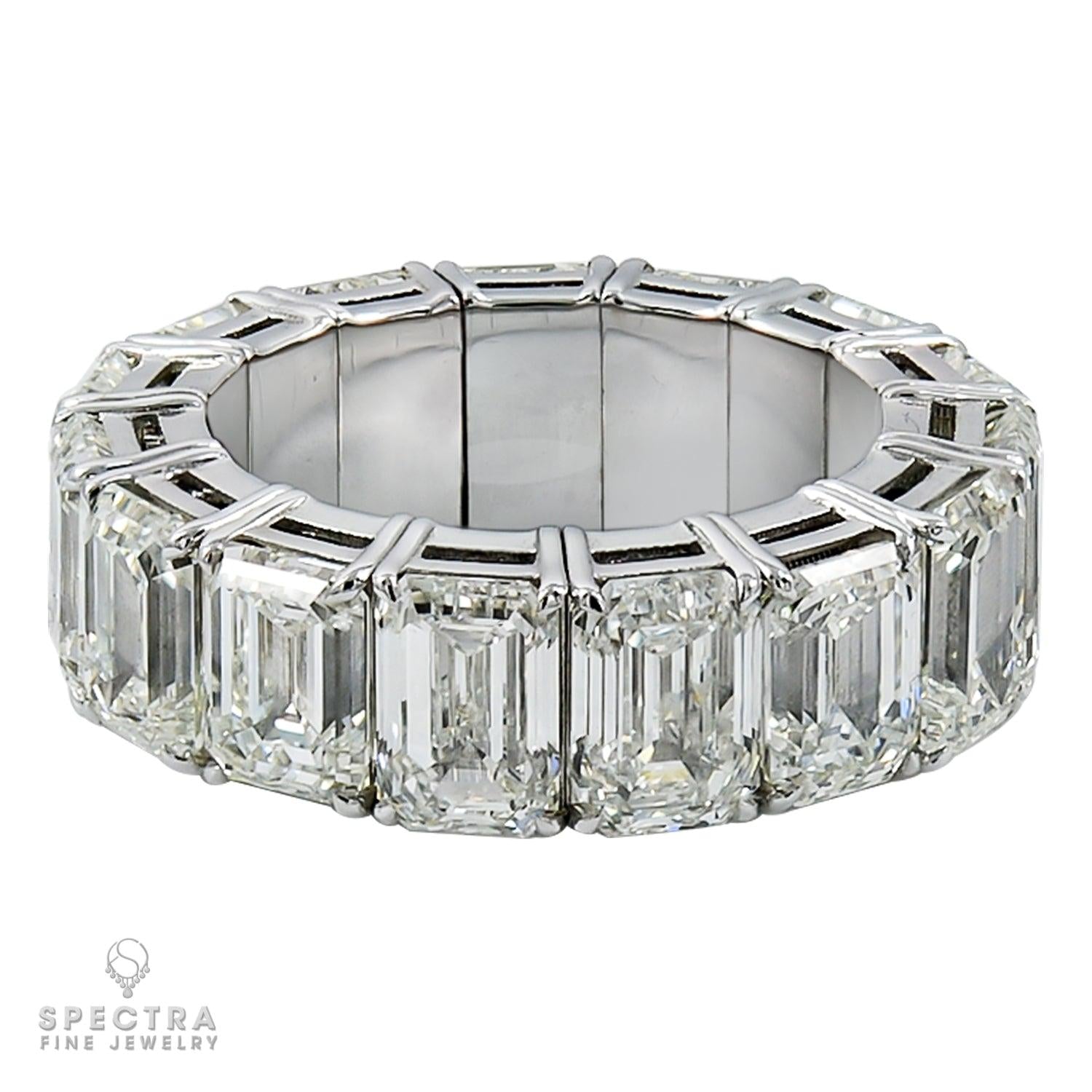 Spectra Fine Jewelry 15.43 ct. Emerald Cut Diamond Flexible Eternity Wedding Ban