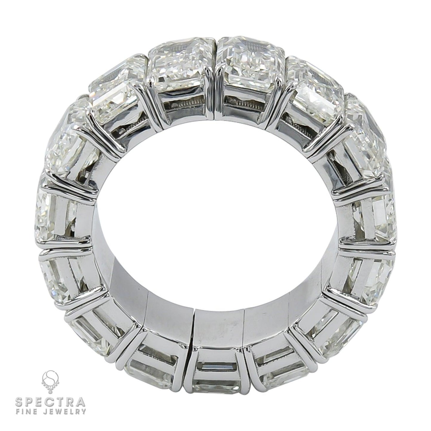 Spectra Fine Jewelry 15.43 ct. Emerald Cut Diamond Flexible Eternity Wedding Ban