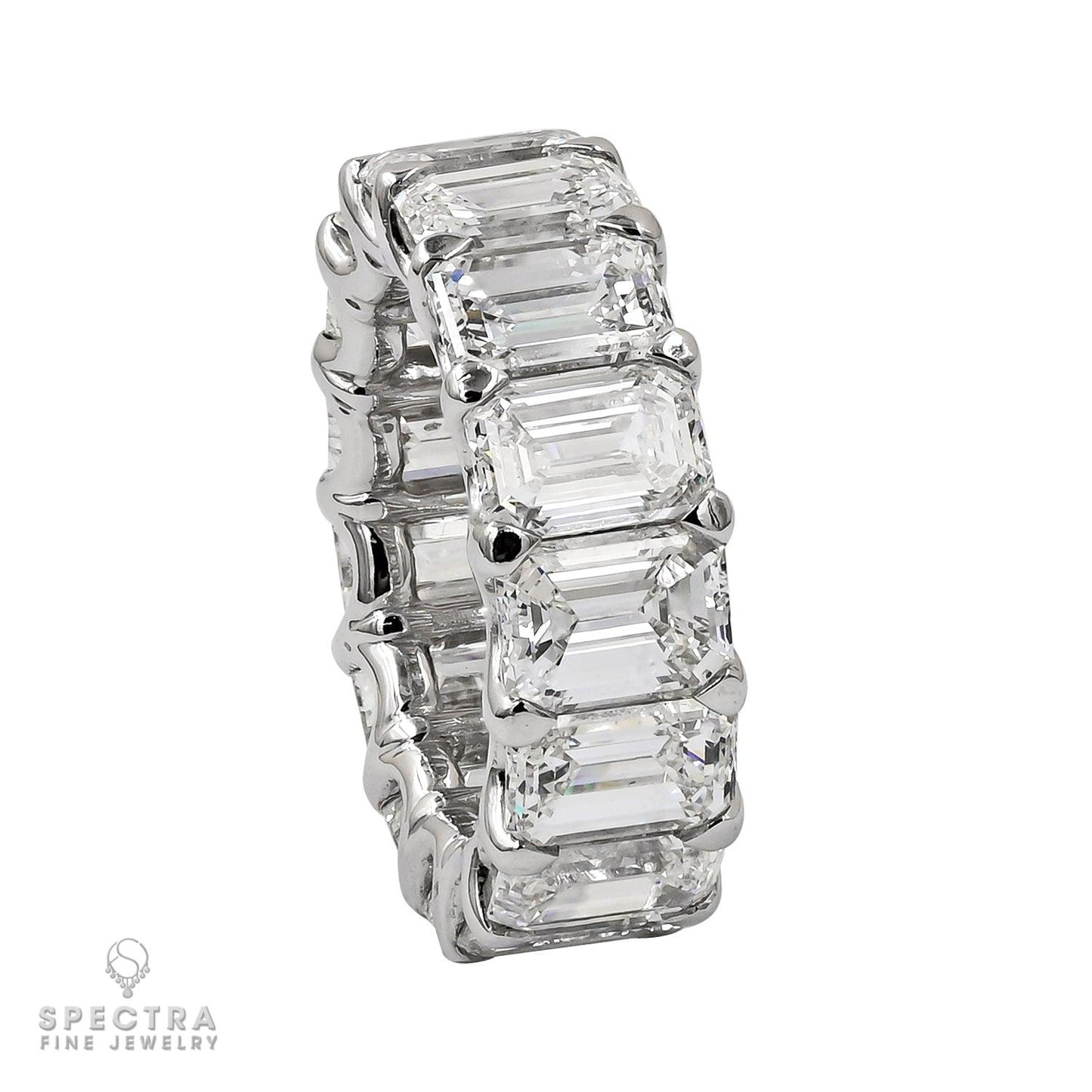 Spectra Fine Jewelry 15.47 Carats Emerald Cut Diamond Eternity Ring