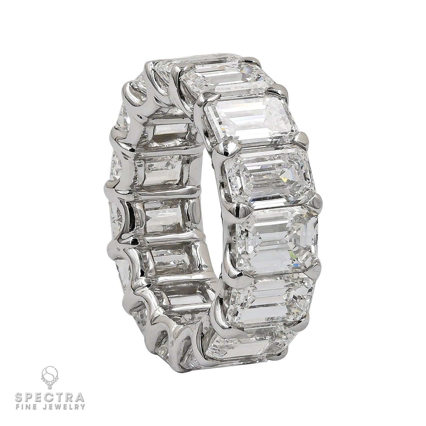 Spectra Fine Jewelry 15.47 Carats Emerald Cut Diamond Eternity Ring