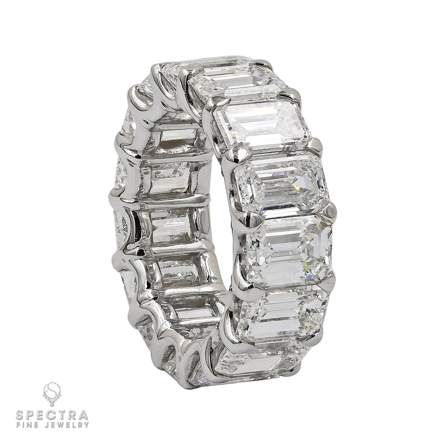 Spectra Fine Jewelry 15.47 Carats Emerald Cut Diamond Eternity Ring