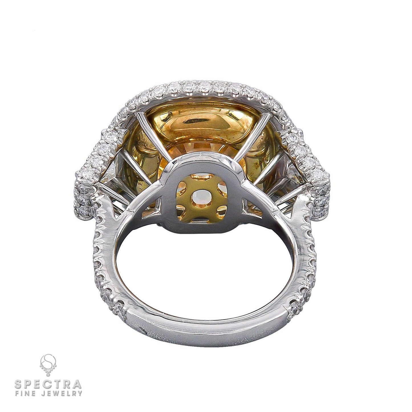 Spectra Fine Jewelry 15.52ct. Cushion Fancy Yellow Diamond Ring