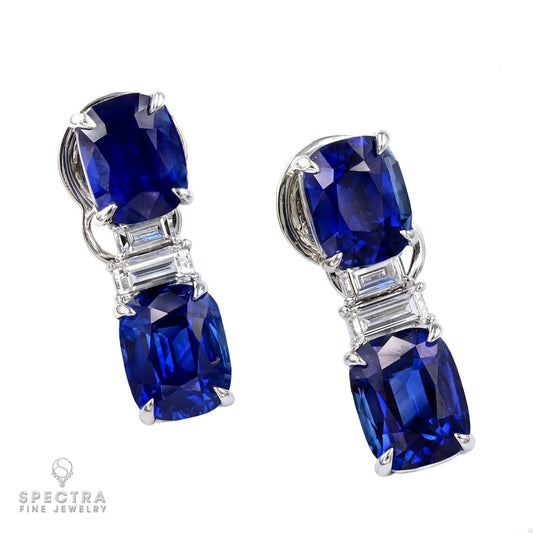 Spectra Fine Jewelry 16.38 cts. Ceylon Sapphire Diamond Earrings