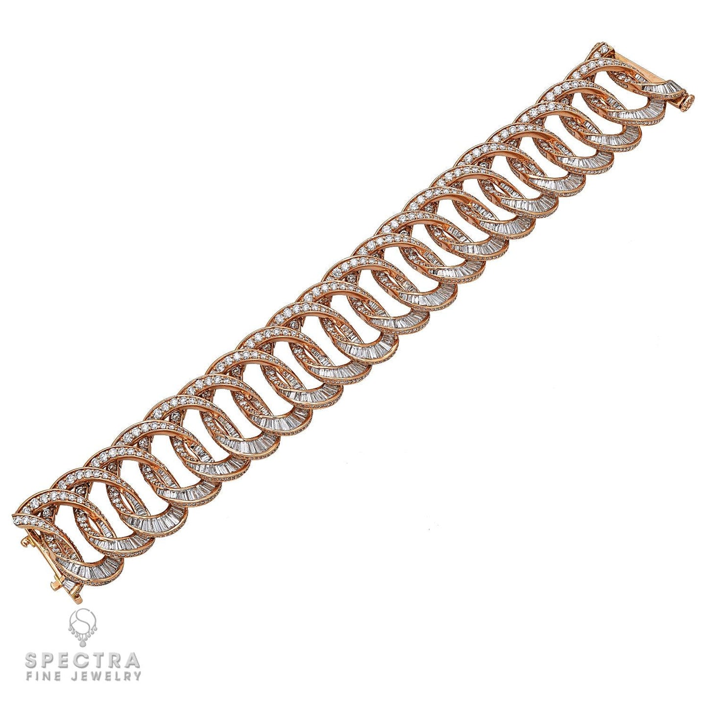 Spectra Fine Jewelry 18kt Rose Gold and Multi Diamond Link Bracelet