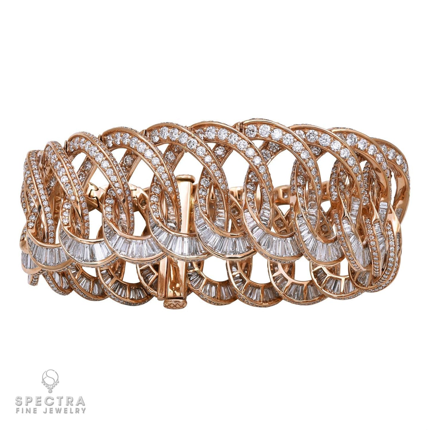Spectra Fine Jewelry 18kt Rose Gold and Multi Diamond Link Bracelet
