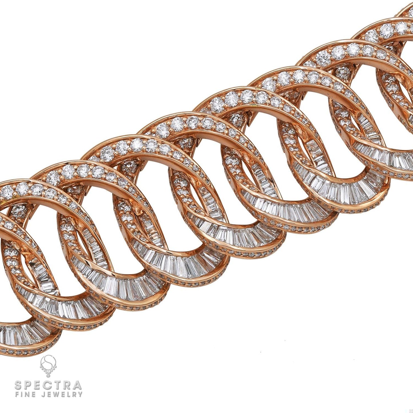 Spectra Fine Jewelry 18kt Rose Gold and Multi Diamond Link Bracelet