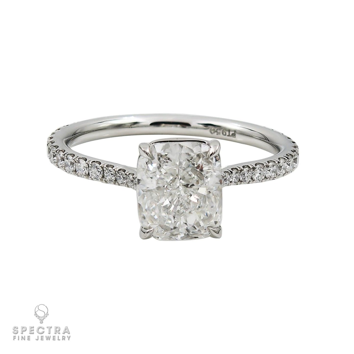 Spectra Fine Jewelry 2.02ct GIA Certified Cushion-Cut Diamond Platinum Ring