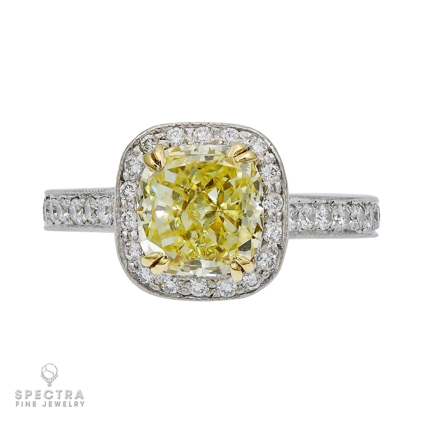 Spectra Fine Jewelry 2.45 ct. Natural Yellow Diamond Platinum Engagement Ring